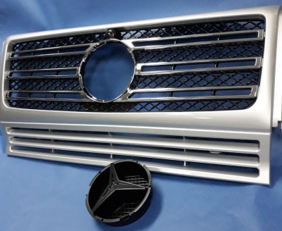 Mercedes G-class W463 (1989-2013) решетка радиатора, Дизайн G500, серебро с хромом